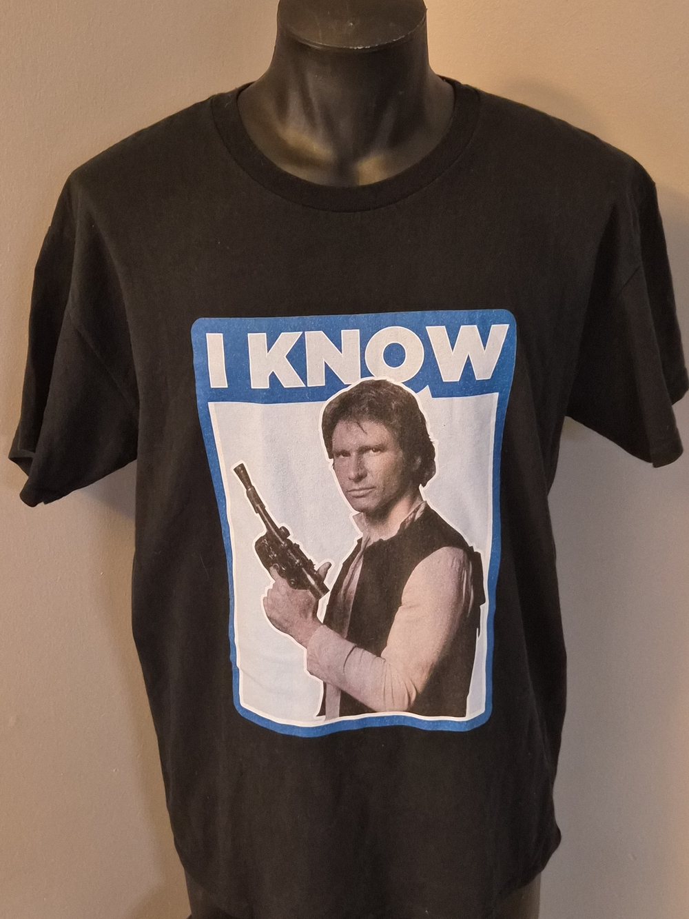 Vintage Star Wars Han Solo “I Know” Graphic T-Shirt Black Heavy Cotton